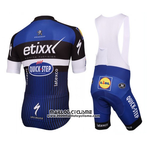 2016 Maillot Ciclismo Etixx Quick Step Blanc et Bleu Manches Courtes et Cuissard